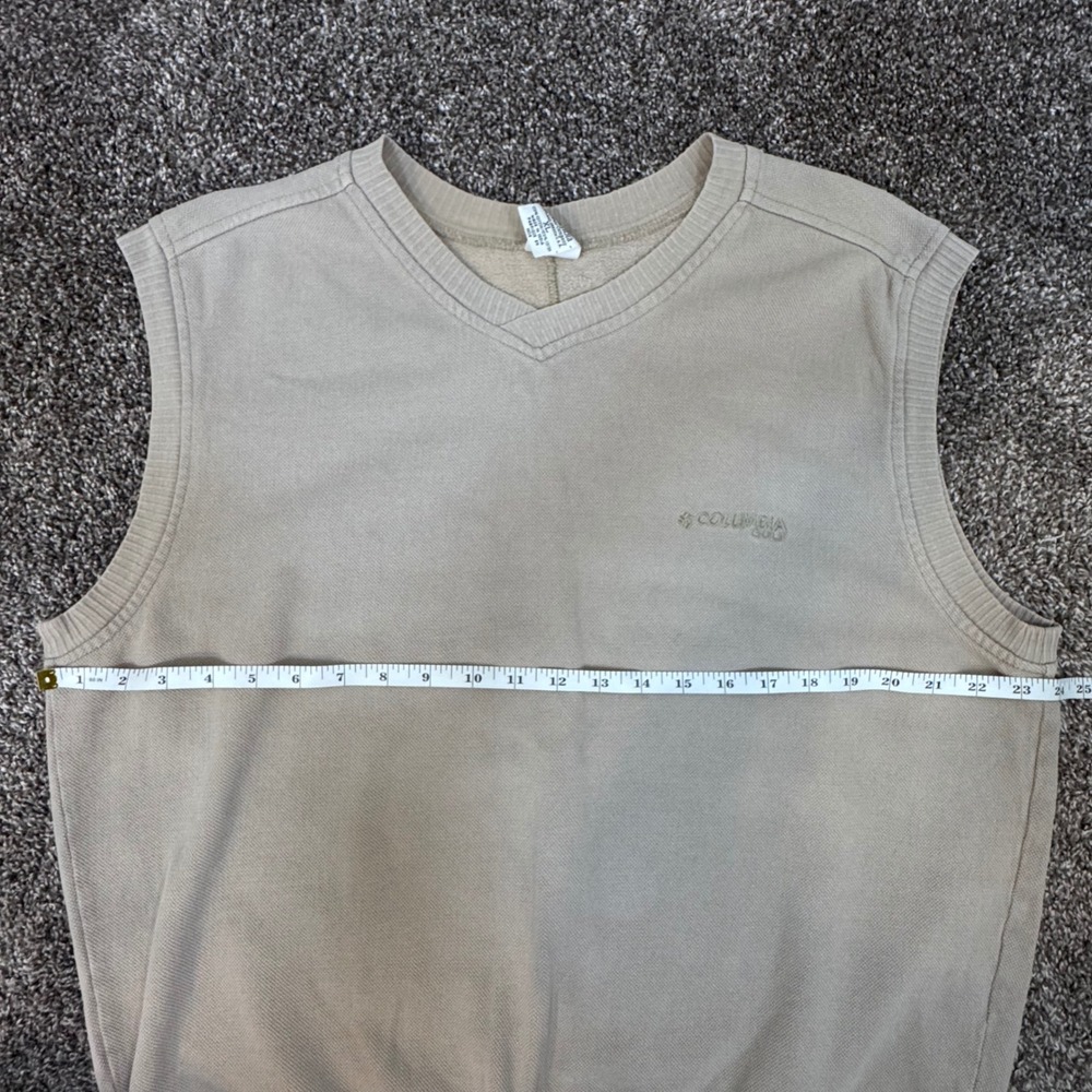 Vintage Columbia Sportswear Men's XL Tan Cotton Golf Sweater Vest Grandpacore - Picture 6 of 7